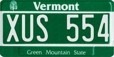 VT license plate XUS554