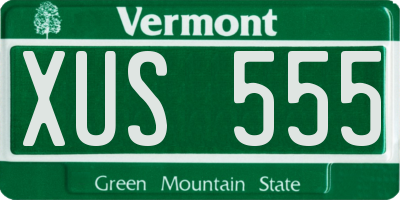 VT license plate XUS555