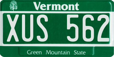 VT license plate XUS562