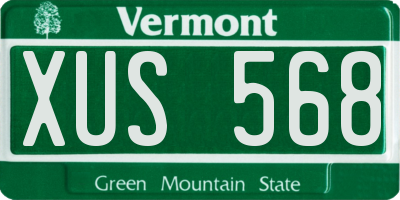 VT license plate XUS568