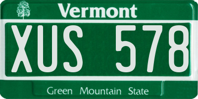 VT license plate XUS578