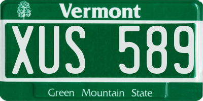 VT license plate XUS589