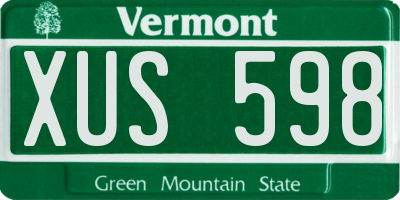 VT license plate XUS598