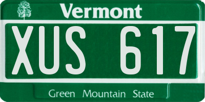 VT license plate XUS617