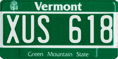 VT license plate XUS618