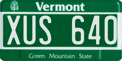 VT license plate XUS640