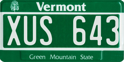 VT license plate XUS643
