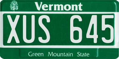 VT license plate XUS645