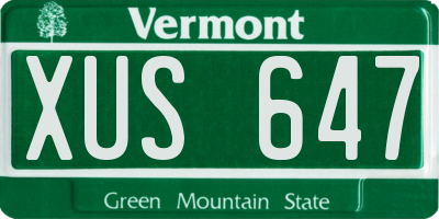 VT license plate XUS647