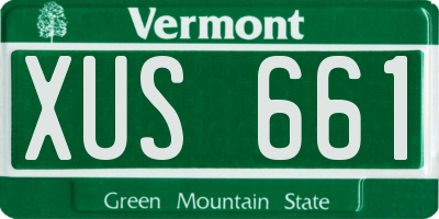 VT license plate XUS661