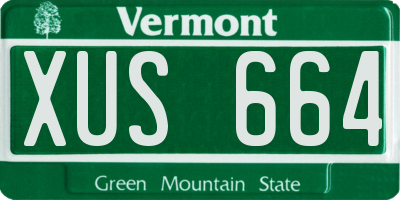 VT license plate XUS664