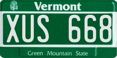 VT license plate XUS668