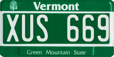 VT license plate XUS669