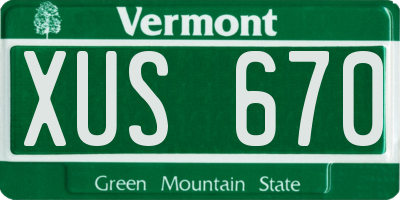 VT license plate XUS670