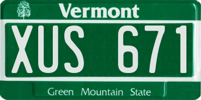 VT license plate XUS671