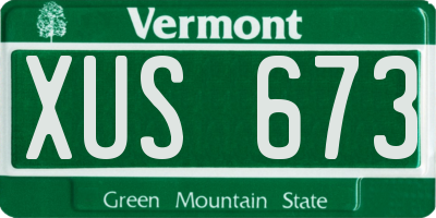 VT license plate XUS673