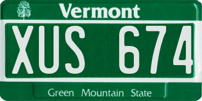 VT license plate XUS674