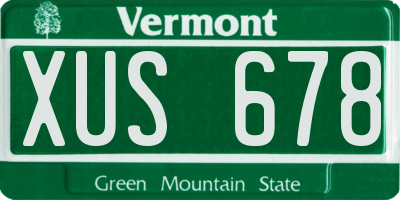 VT license plate XUS678