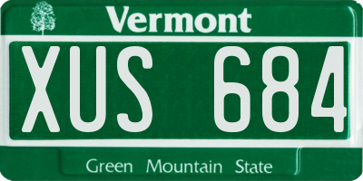 VT license plate XUS684