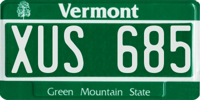 VT license plate XUS685