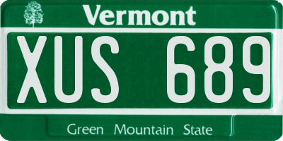 VT license plate XUS689