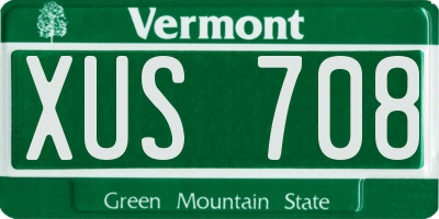 VT license plate XUS708