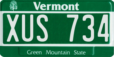 VT license plate XUS734