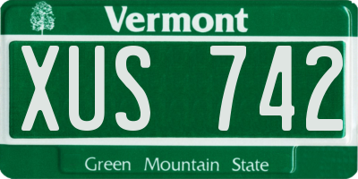 VT license plate XUS742
