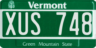 VT license plate XUS748
