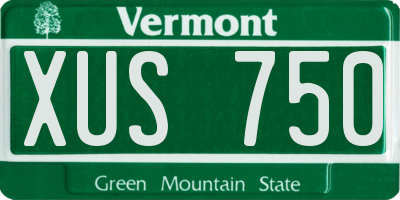 VT license plate XUS750