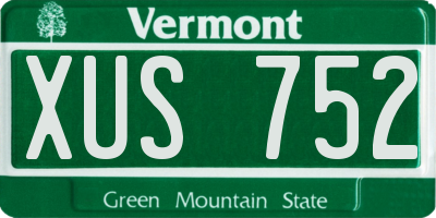 VT license plate XUS752