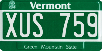 VT license plate XUS759