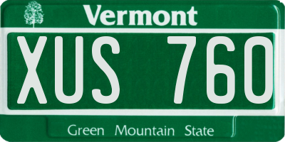 VT license plate XUS760