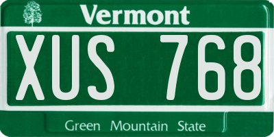 VT license plate XUS768