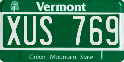 VT license plate XUS769