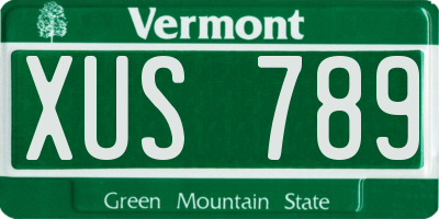 VT license plate XUS789