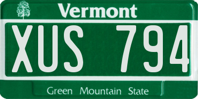 VT license plate XUS794