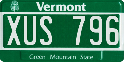VT license plate XUS796