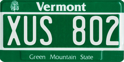 VT license plate XUS802