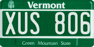 VT license plate XUS806