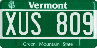 VT license plate XUS809
