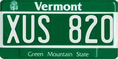 VT license plate XUS820