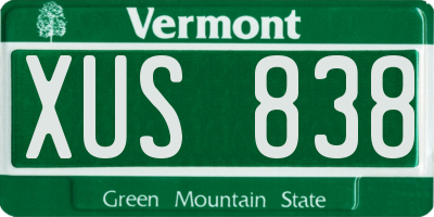 VT license plate XUS838