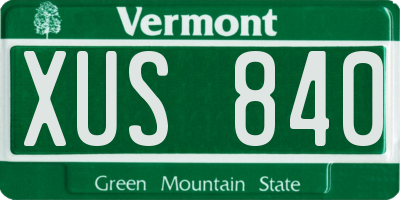 VT license plate XUS840