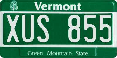 VT license plate XUS855