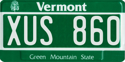 VT license plate XUS860