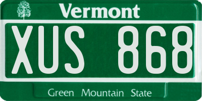 VT license plate XUS868