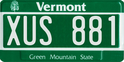 VT license plate XUS881