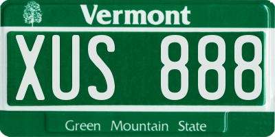 VT license plate XUS888
