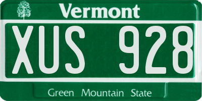 VT license plate XUS928